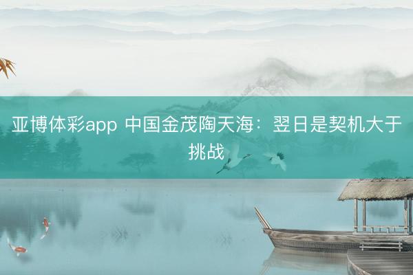 亚博体彩app 中国金茂陶天海：翌日是契机大于挑战