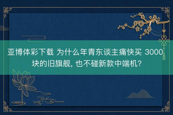 亚博体彩下载 为什么年青东谈主痛快买 3000 块的旧旗舰, 也不碰新款中端机?