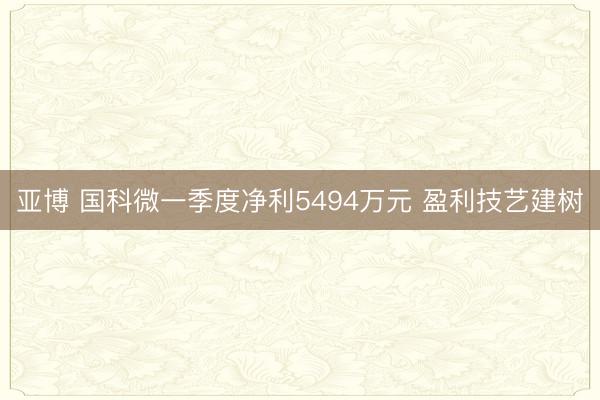 亚博 国科微一季度净利5494万元 盈利技艺建树